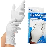 Cara Moisturizing Eczema Cotton Gloves, Large, White, 1 Pair - 100% Cotton - Gentle for Dry, Sensitive Skin - Hemmed for Neat Appearance - Packaged for Easy Access