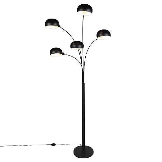 Qazqa Design Design Floor Lamp Black 5 Light Sixties Steel