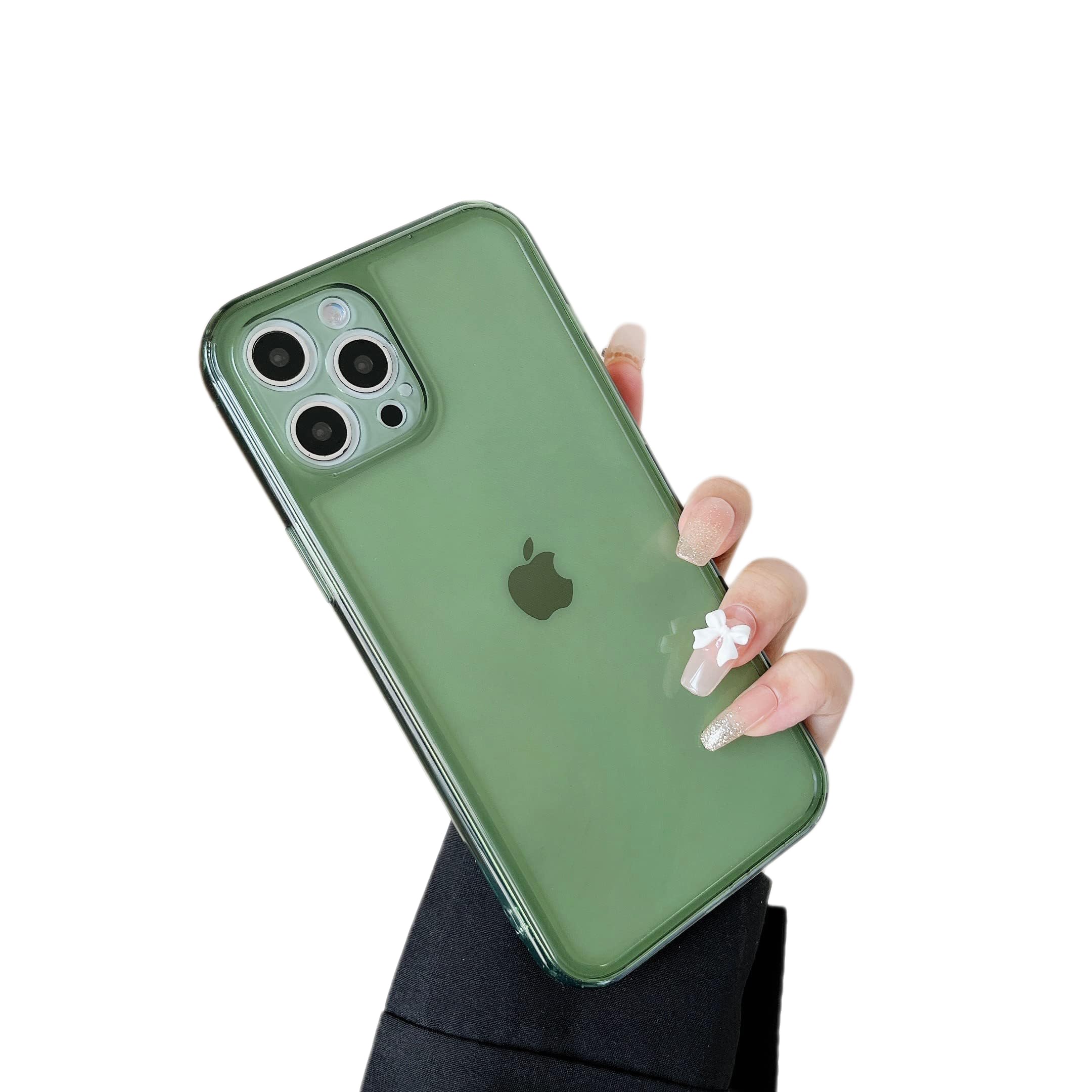 ZTOFERA Case for iPhone 13 Pro Max 6.7 inch,Cute Clear Soft Silicone Bumper Protective Retro Color Transparent Case - Green