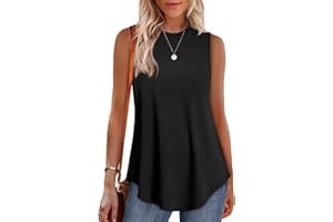 OFEEFAN High Neck Tank Tops for Women Loose Fit Sleeveless Top Summer Clothes Womens Tunic Tops to Wear with Leggings