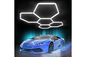 Litezone Hexagon Garage Lights: 168W 5 Grids LED Garage Lights - Easy Install 6500K Super Bright Honeycomb Light for Workshop Warehouse Car Detailing Shop Exhibition Hall Gym