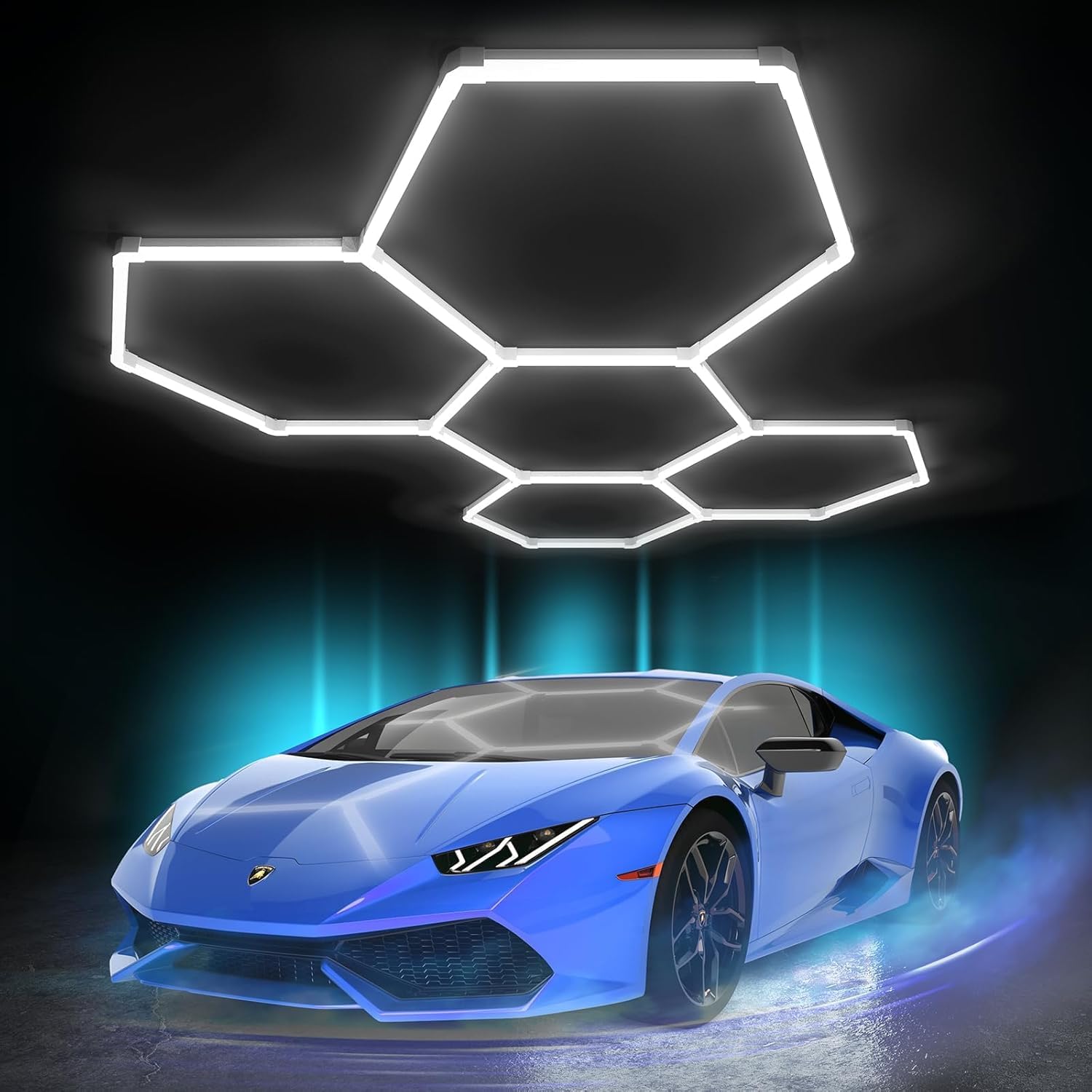 Photo 1 of Litezone Hexagon Garage Lights: 168W 25 Pack 5 Grids LED Garage Lights - Easy Install 6500K Super Bright Honeycomb Light for Workshop Warehouse Car Detailing Shop Exhibition Hall Gym
