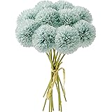 Mandy's 10pcs Blue Flowers Artificial Chrysanthemum Ball Silk Flowers Silk Flowers 12" for Home Kitchen Wedding Decorations