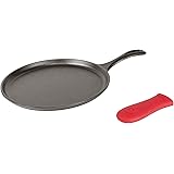 Lodge Cast Iron Griddle and Hot Handle Holder, 10.5", Black/Red