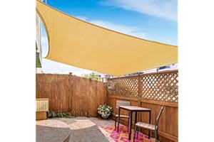 KANAGAWA Sun Shade Sail 24'X24' Sand Oversize Rectangle UV Block Canopy Awning Shelter Fabric Cloth Screen with Shade Sail Hardware Kit for Outdoor Patio Garden Backyard