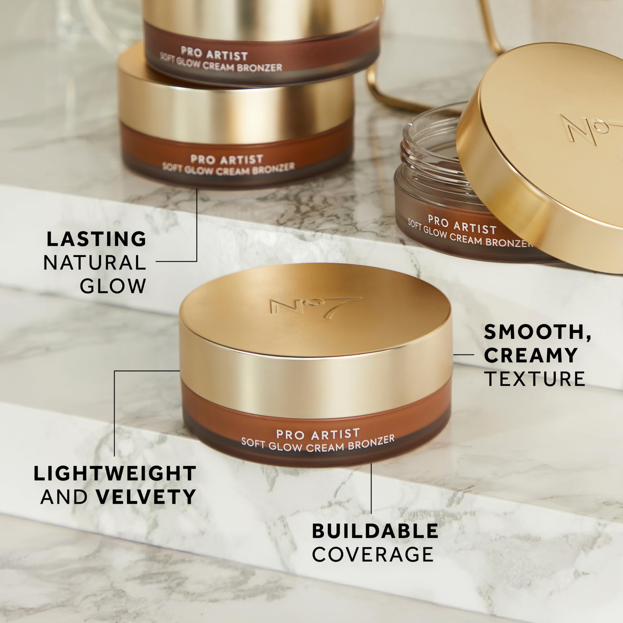 No7 Pro Artist Soft Glow Cream Bronzer Makeup - Blendable Bronzer Cream with a Lightweight Formula - Customizable Face Makeup for a Natural, Sun-Kissed Glow - Light (1.26 Oz)