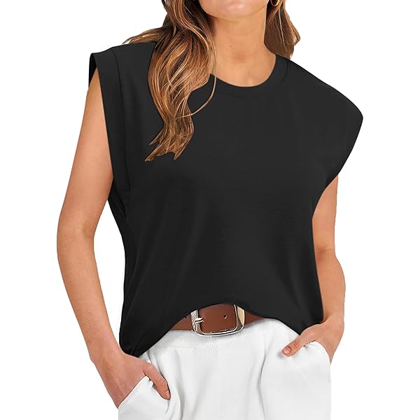 GRECERELLE Women's Cap Sleeve Tops - Cotton Blend Summer Tank Tops With Crew Neck