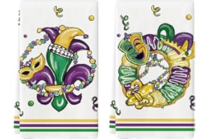 Artoid Mode Iris Jewelry Mask Mardi Gras Kitchen Towels Dish Towels, 18x26 Inch Seasonal Decoration Hand Towels Set of 2
