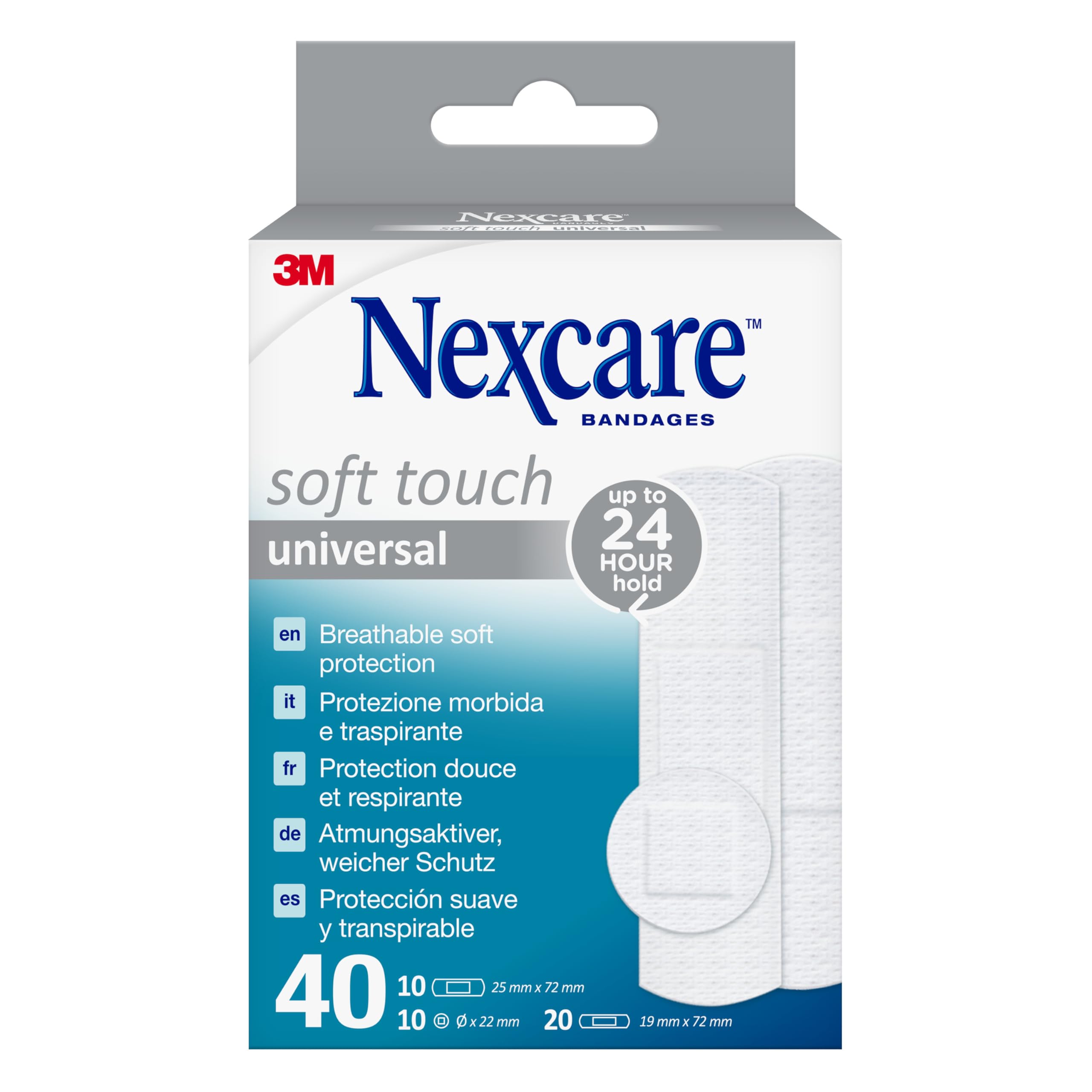 Nexcare Universal Soft Touch Plasters, Assorted, 40/Pack