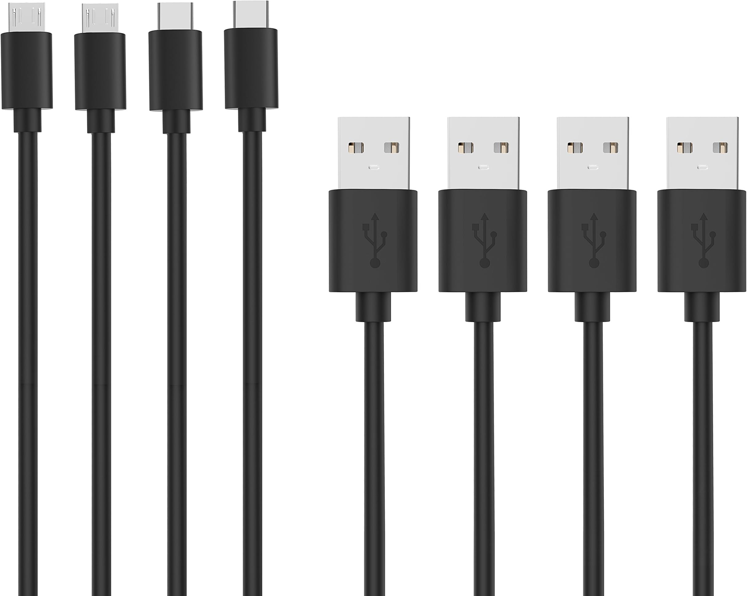 USB Cable, [4-Pack] Jelly Comb Android Charger Cables 2 USB-A to Micro USB, 2 USB Type C Cables , for Smartphones Samsung Galaxy/Edge, Nexus, LG, Sony, HTC, Power Bank and Any USB Port Device Recharging, 80 CM
