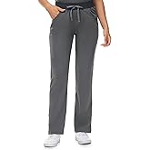 COMENII Scrubs for Women, Mid Rise Straight Leg Cargo Pants with Knit Yoga Waistband, Easy Care Womens Scrubs Pants