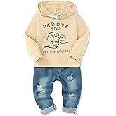 YALLET Toddler Baby Boy Clothes, Long Sleeve Letter Hoodies Top+Ripped Denim Pants 2pcs Fall Winter Outfit Sets