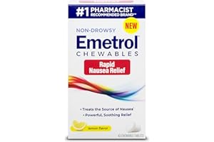 Emetrol Non-Drowsy Nausea Relief - Travel Friendly Nausea Medicine for Upset Stomach - Pharmacist Recommended Nausea Relief - Lemon Flavor, 42 Tablets