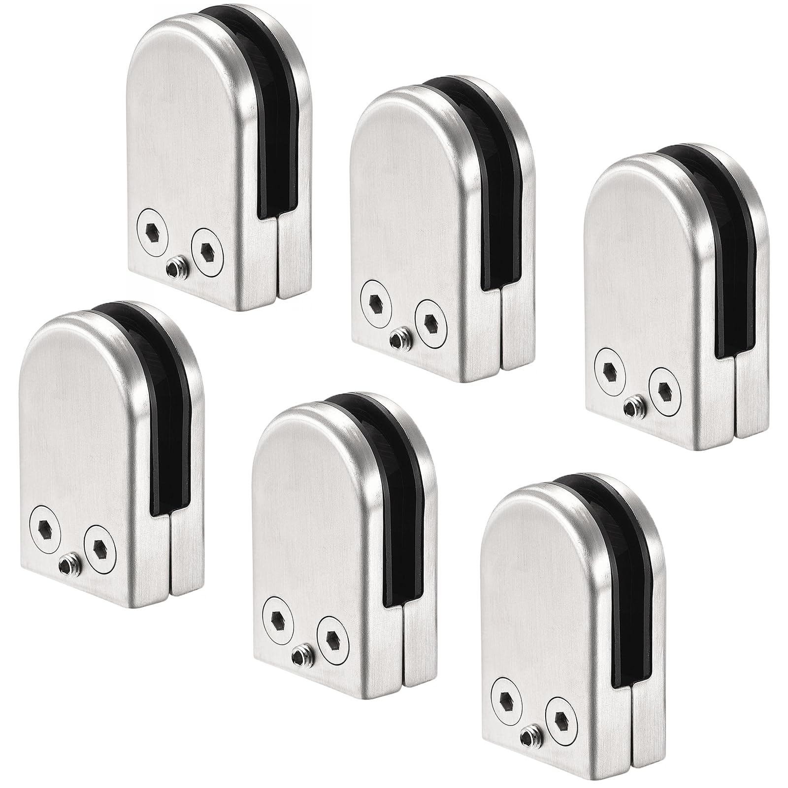 Cokritsm Glass Clamps 10-12mm Glass Clips Adjustable Glass Bracket for Balustrade Staircase Handrail 6Pack