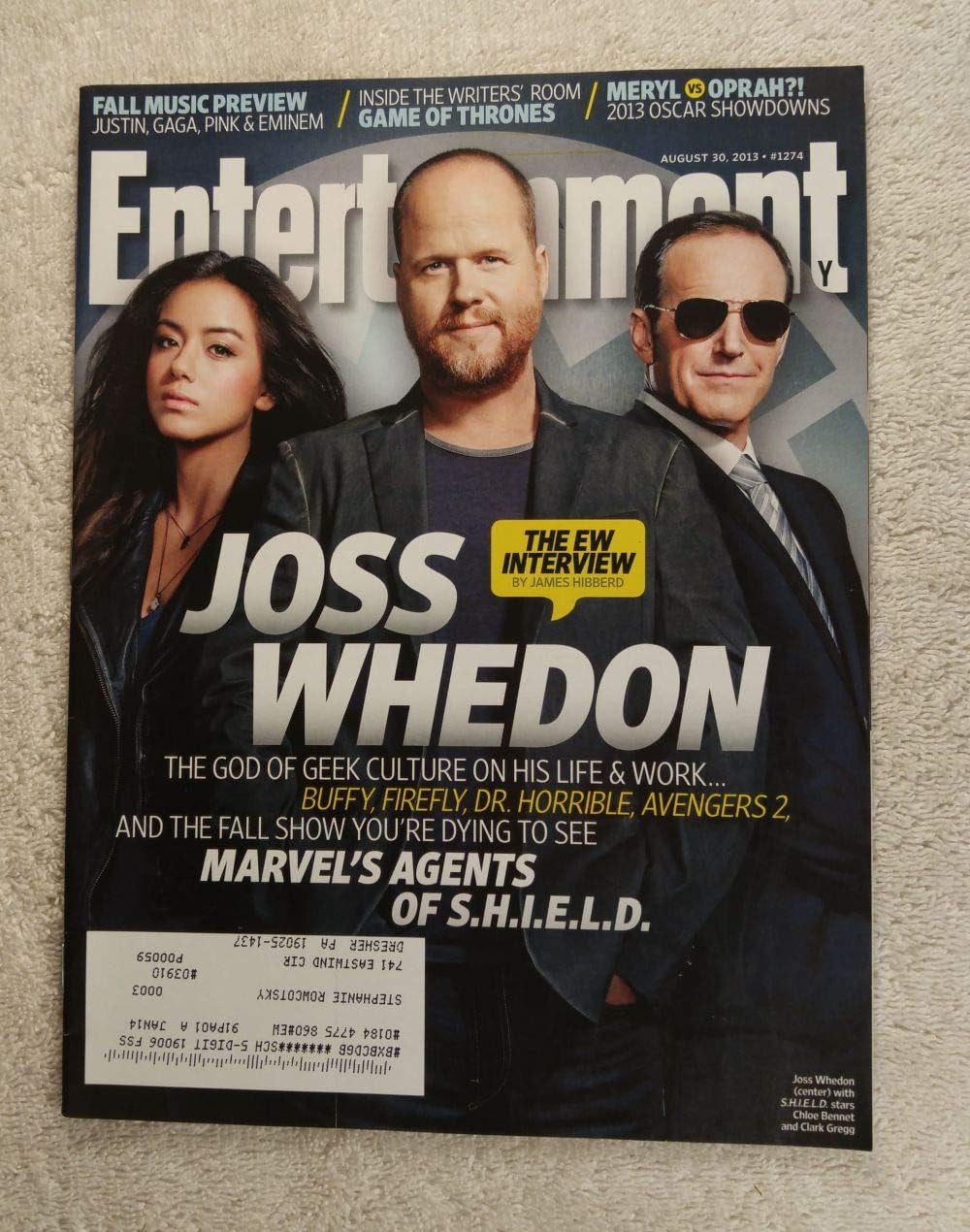 Joss Whedon Chloe Bennet Clark Gregg Marvel S Agent Of S H I E L D Entertainment Weekly 1274 August 30 2013 At Amazon S Entertainment Collectibles Store