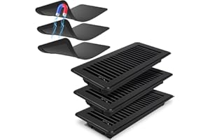 BYEWIRE Floor Register 4 x 10 inch with Strong Magnetic Vent Cover, Air Vent Cover for Home Floor Wall or Celling Black Register Cover for HVAC RV AC 3 Pack