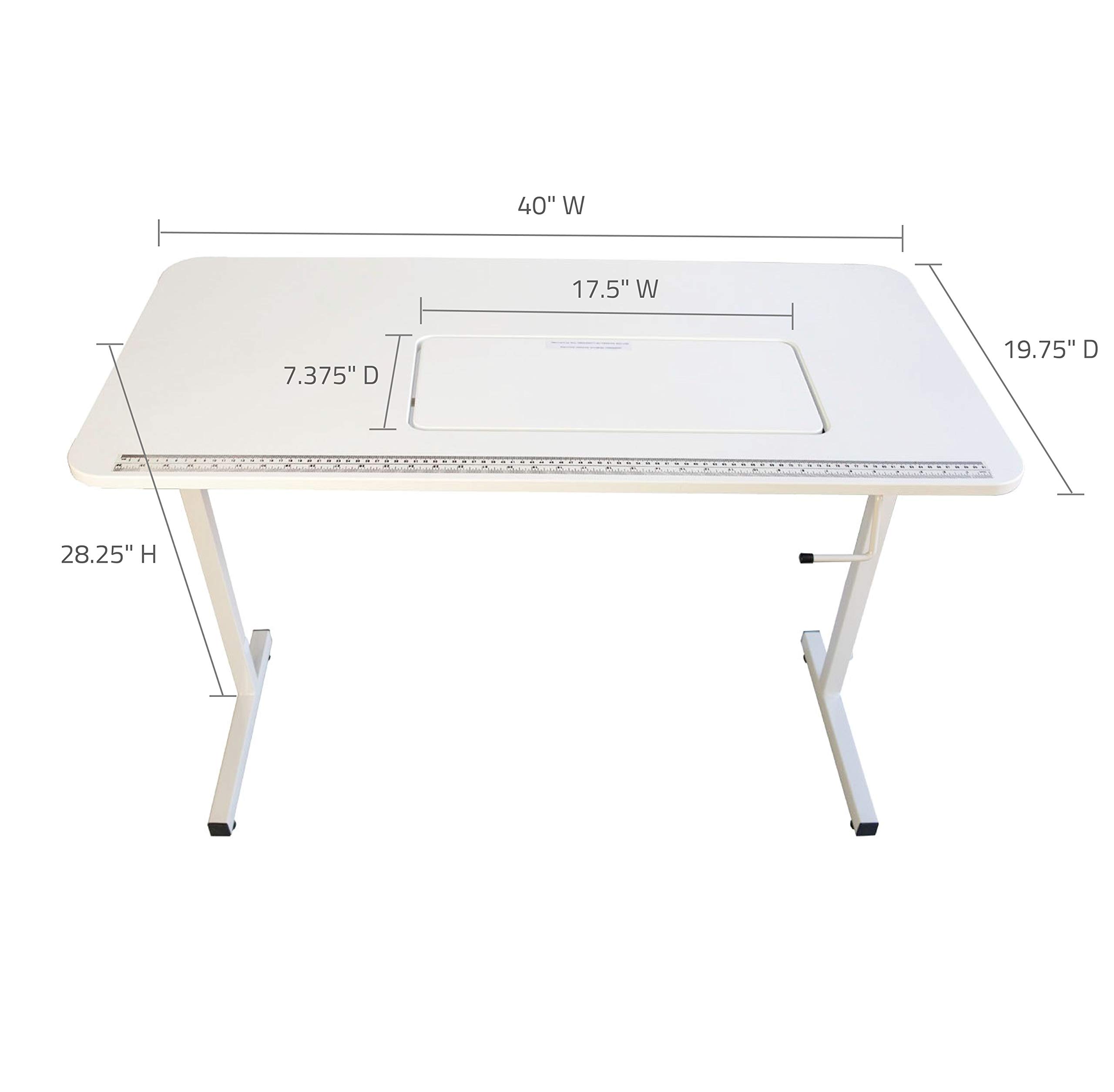 SewingRite SewStation 101 Portable Folding Sewing Table with Steel Legs, White - Perfect for Home, Office and Business