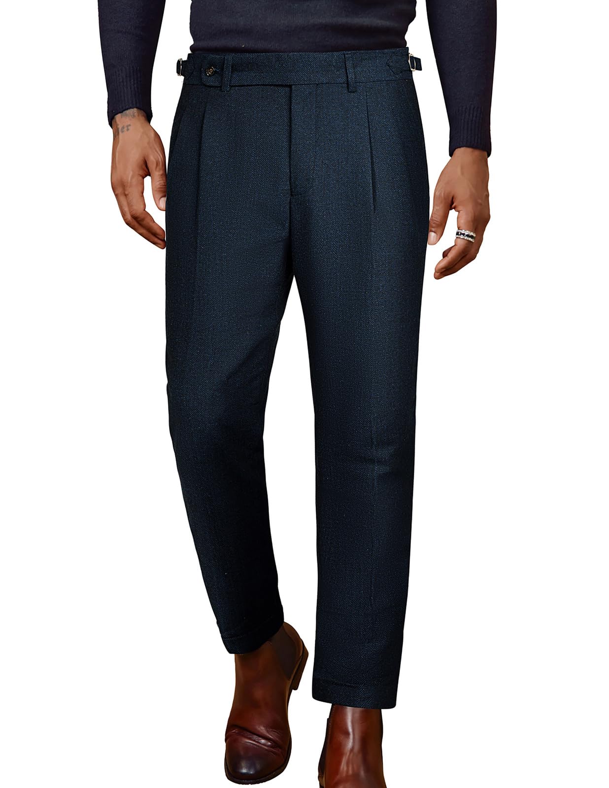 PJ PAUL JONES Slim Fit Dress Pants for Men Tweed Vintage Dress Slacks ...