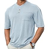 Opomelo Men's Henley Short Sleeve Shirt Summer Casual Button T Shirts Lightweight Basic Pocket Tee