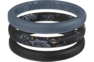 ThunderFit Stackable Silicone Ring Enhancers for Women, Breathable Rubber Wedding Bands - Braided Design 3mm Wide 1.8mm Thick