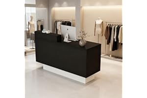 CANYIHB Front Reception Desk with Counter - Wood Modern with Storage Drawer for Salon Retail Office Checkout Barber Counter Table Mostrador para Negocio,Black + White/Left - 59″x19.6″x41.3″