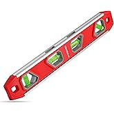 WORKPRO 12 Inch Torpedo Level, Magnetic Small Leveler Tool, Plumbing Level with Pitch Vial, Aluminum Reinforced, 4 Bubbles, V