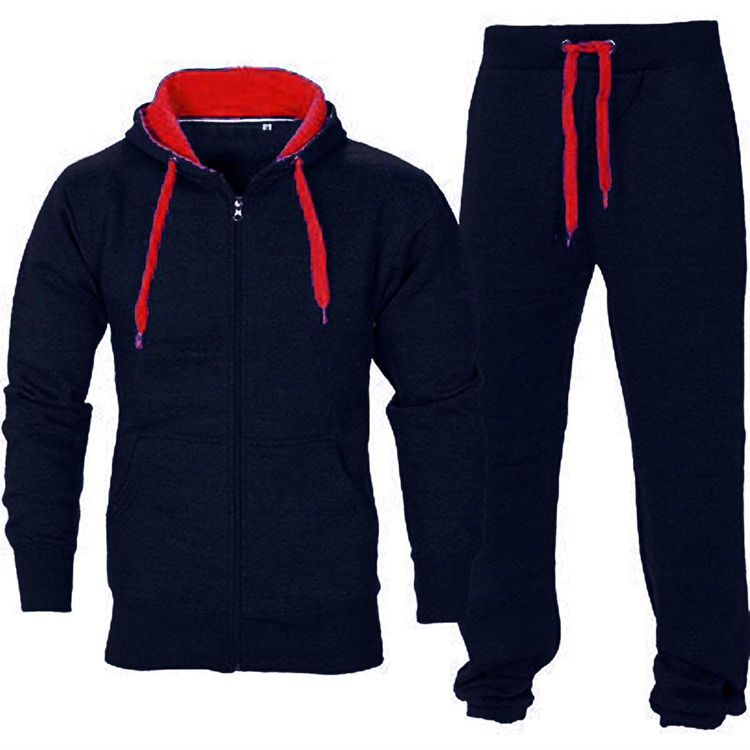 Buy Mens Gym Contrast Jogging Full Tracksuit Hoodies Top Fleece Bottoms