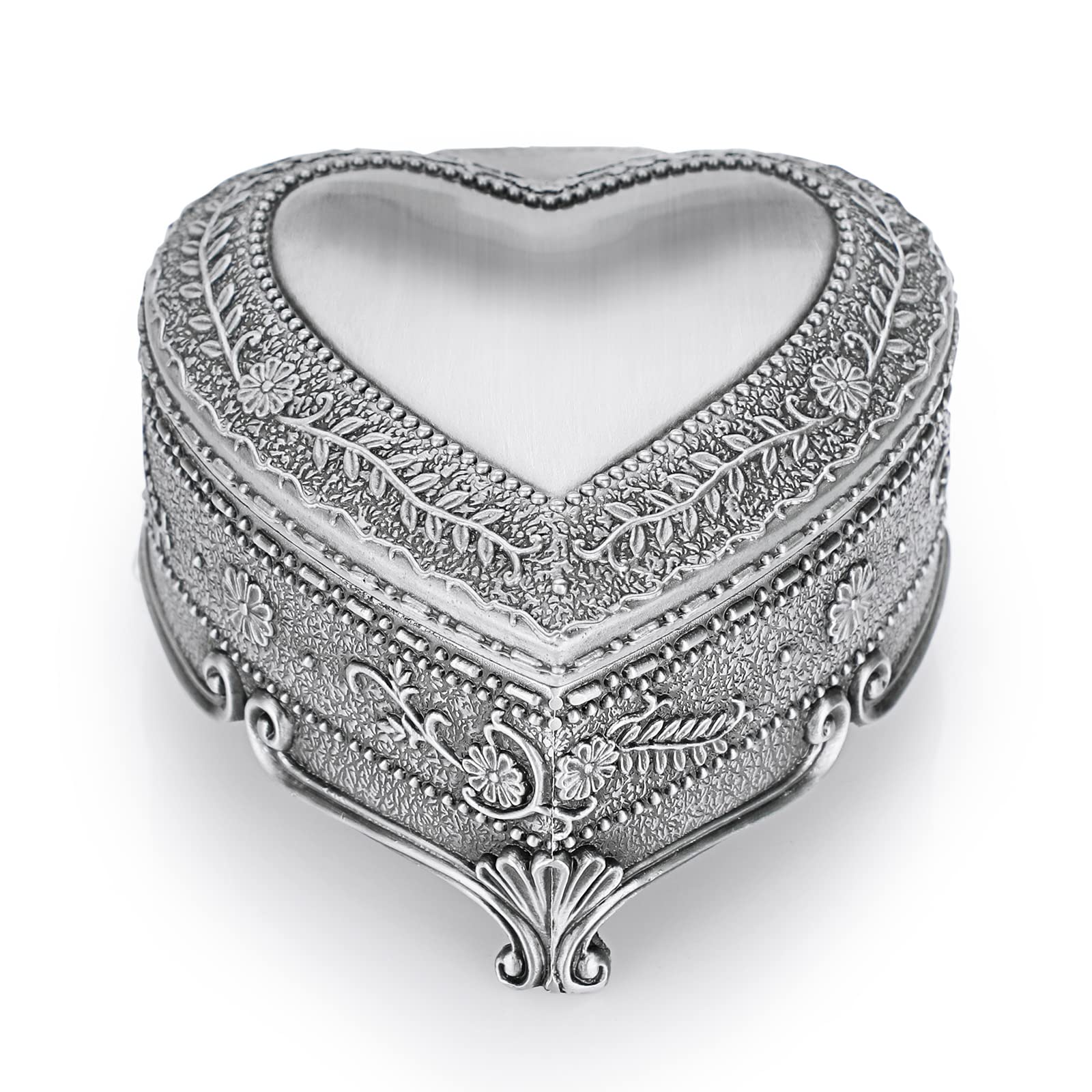 IGNPION Metal Trinket Storage Box Antique Jewellery Storage Case Heart Shape Small Storage Box for Ring Necklaces Earrings Little Trinket Keepsake Display Organizer