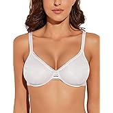 Deyllo Women's Sheer Mesh Lace Unlined Underwire Bra Sexy See-Through Demi Bralette