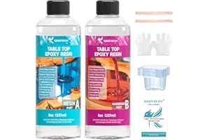KHKD RESIN Epoxy Resin Kit 16OZ,Table Top Epoxy Resin Crystal Clear Anti-Yellow, Self Leveling, Non-Toxic for Tabletops, Bar Tops & Surface Coat, River Tables, Wood, Art Resin Casting and DIY