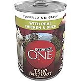 Purina ONE High Protein Wet Dog Food True Instinct Tender Cuts in Dog Food Gravy With Real Chicken and Duck - (Pack of 12) 13 oz. Cans