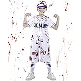 Xtinmee Scary Baseball Player Zombie Costume for Boys Halloween Zombie Costumes for Kids Horror Baseball Costume