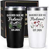 Gtmileo 2026 Godparents Proposal Gift, 2Pcs Quieres Ser Mi Padrino Madrina 20 Oz Insulated Tumbler, Christmas Birthday Baptism Gifts for Godparents from Godchild (Spanish)