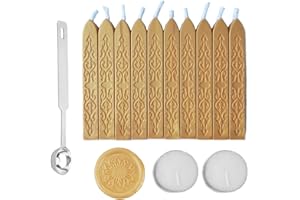 Sealing Wax Sticks with Wick,YOSENLING 10 PCS Wax Seal Sticks with 2 Pcs Candles and 1Pcs Melting Spoon,for Wax Seal Stamp We