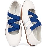 Tigeridea Sneakers for Women Fashion Retro Mary Jane Sneakers Comfortable Business Casual Tennis Shoes Lightweight Slip On Ballet Flats Footwear