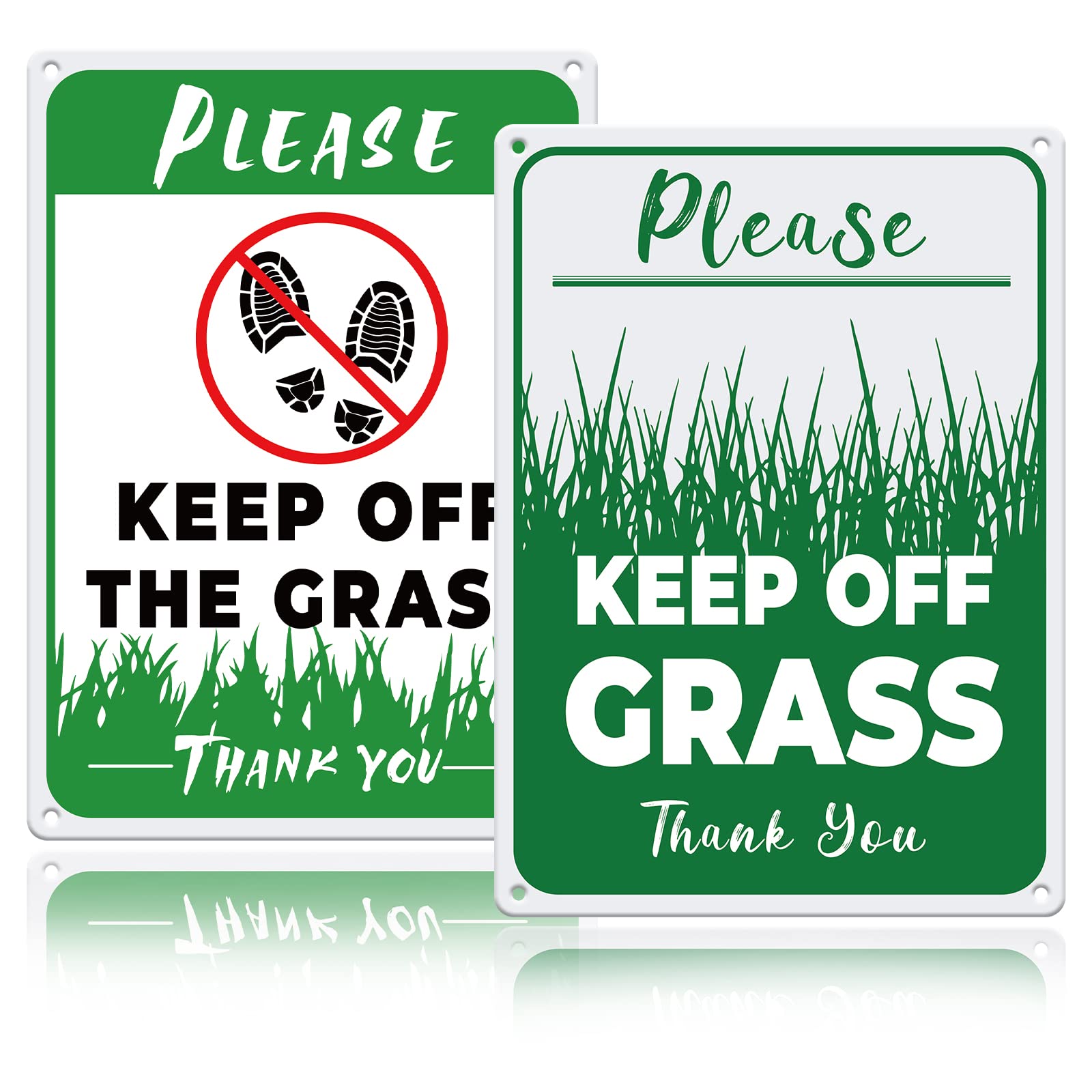 GLOBLELAND 2 Pack Keep Off The Grass Caution Signs Grass Signs Aluminum Grass Warning Signs Metal Grass Safety Signs, 7.1x9.8inch/18x25cm