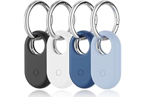 SPOMOX [4 Pack Silicone Case for Samsung SmartTag2, Silicone Holder for Galaxy Smart Tag 2 with Keychain - Full Body Shockproof, Anti-Scratch Cover for Backpacks, Car Keys, Luggage, Dog Collars
