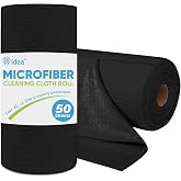 AIDEA Microfiber Cleaning Cloth Roll-50PK, Reusable Paper Towels 11.5×11.5" | Black Microfiber Towels for Cars, Tear Away Clo