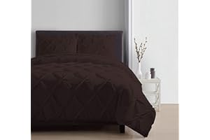 SILENTNIGHT Pinch Pleated Duvet Cover Chocolate 3 Piece Super King Plus Size (120" x 120") 100% Cotton 800 TC with Zipper Closure & Corner Ties for Luxury Duvet