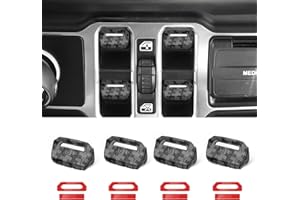 DIAMOOKY 4PCS Upgraded Window Switch Button Cover Compatible with Jeep Wrangler JL JLU 2018-2024 and Gladiator JT 2020 2021 2022 2023 2024 Wrangler 4xe Interior Accessories(Carbon Black)