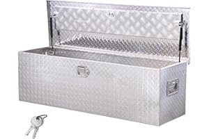 VEVOR Heavy Duty Aluminum Truck Bed Tool Box, Diamond Plate Tool Box with Side Handle and Lock Keys, Storage Toolbox Chest Or