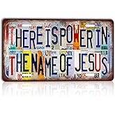 CHCdecor Vintage There Is Power In The Name of Jesus Wall Decor License Plate Metal Sign Tin Signs,12x6 Inch Aluminum