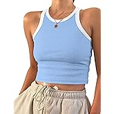 AUSELILY Womens Tank Top Womens Round Neck Basic Racerback Ribbed Tank Top Women