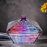 LWXPAIYY Small Purple Red Multicolor Glass Candy Dish with Non-airtight Lid,Vintage Candy Jar with Lid,Cute Covered Decorative Candy Dishes Bowl with Lids for Office Desk Table