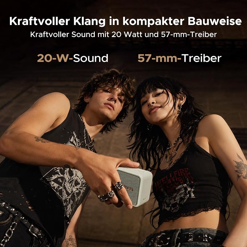 Field Pulse Tragbarer Lautsprecher, Kabellos Koppelbar Lautsprecher über 16 Std Akku, IP67 Staub und Wasserfest, 15W, EQ|BT 5.3, Innen-und Außenlautsprecher mit eingebautem Mikrofon, Schwarz