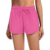 OBFUN Women's Athletic Shorts High Waisted Running Workout Black Sporty Spandex Dolphin Shorts for Gym Yoga Pockets 2.5"
