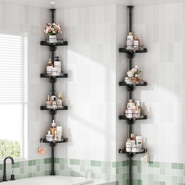 SHUANG QING 360° ROTATING CORNER SHOWER CADDY TENSION...