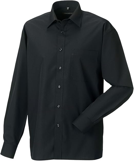 Russell Herren Hemd Polycotton Poplin Schwarz Black 47 48 Cm 3xl Amazon De Bekleidung