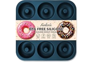 FUNLAVIE Large Silicone Donut Pan, 9 Cavity Non-Stick Food Grade Silicone Donut Molds, Doughnut Pan and Bagel Pans for Baking