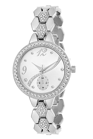 Diamond Stunned Silver Watch for Women & Girls BFW310